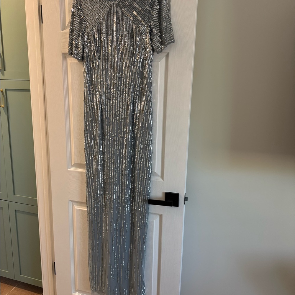 Adrianna Papell Silver Sequin Dress